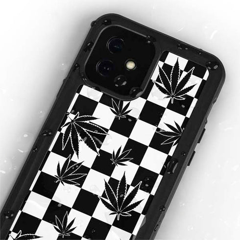 Marijuana Checkered iPhone 12 Mini Waterproof Case