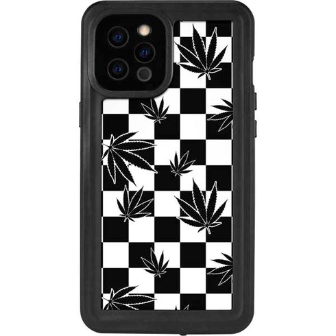 Marijuana Checkered iPhone 12 Pro Max Waterproof Case