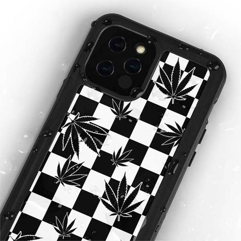 Marijuana Checkered iPhone 12 Pro Max Waterproof Case