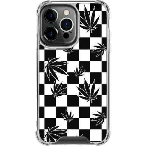 Marijuana Checkered iPhone 13 Pro Clear Case