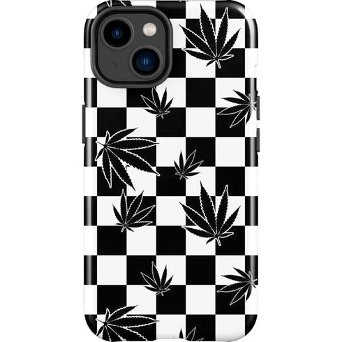 Marijuana Checkered iPhone 15 Plus Impact Case