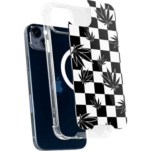 Marijuana Checkered iPhone 15 Plus MagSafe Case