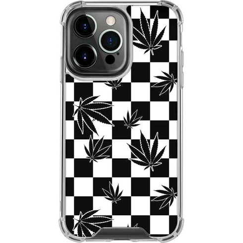 Marijuana Checkered iPhone 15 Pro Clear Case