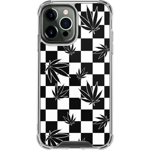 Marijuana Checkered iPhone 14 Pro Max Clear Case