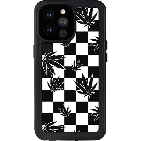 Marijuana Checkered iPhone 14 Pro Max Waterproof Case
