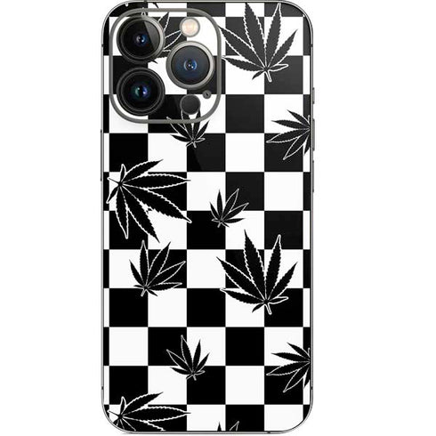 Marijuana Checkered iPhone 14 Pro Skin