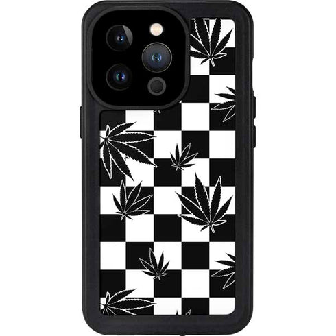 Marijuana Checkered iPhone 14 Pro Waterproof Case