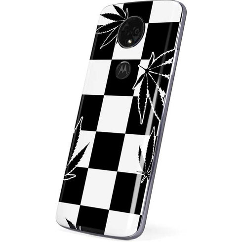 Marijuana Checkered Moto E5 Plus Skin