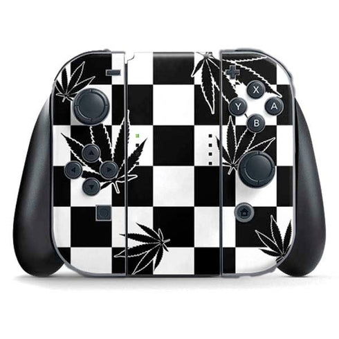 Marijuana Checkered Nintendo Switch (2017-2021) Joy-Con Controller Skin