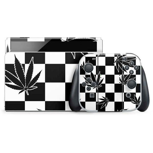 Marijuana Checkered Nintendo Switch OLED (2021) Skin