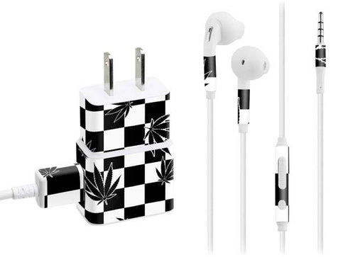 Marijuana Checkered Phone Charger Skin