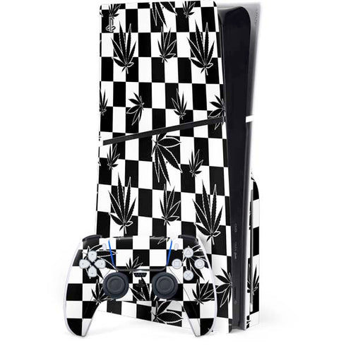 Marijuana Checkered PS5 Slim Disk Bundle Skin