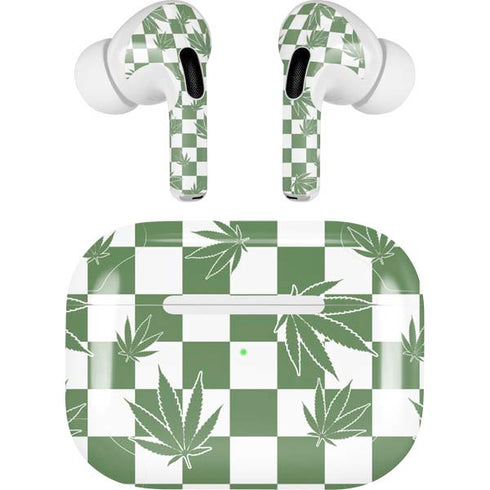 Marijuana Green Checkered AirPods Pro 2nd Gen Skin