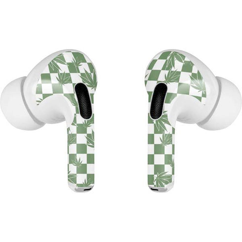 Marijuana Green Checkered AirPods Pro 2nd Gen Skin