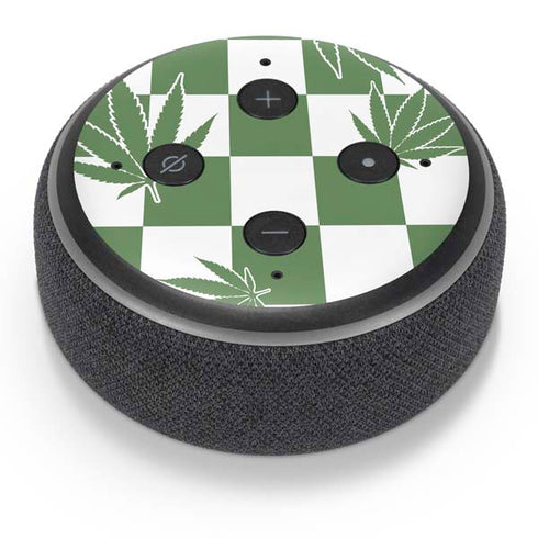 Marijuana Green Checkered Amazon Echo Dot Skin
