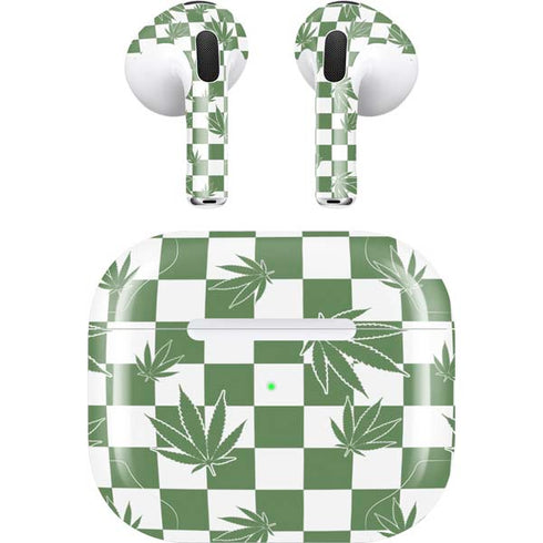 Marijuana Green Checkered Apple AirPods (3rd Gen 2021) Skin