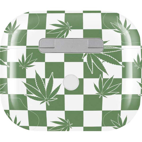 Marijuana Green Checkered Apple AirPods (3rd Gen 2021) Skin