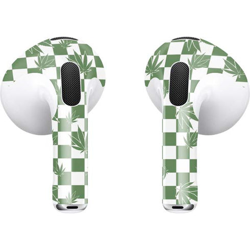Marijuana Green Checkered Apple AirPods (3rd Gen 2021) Skin