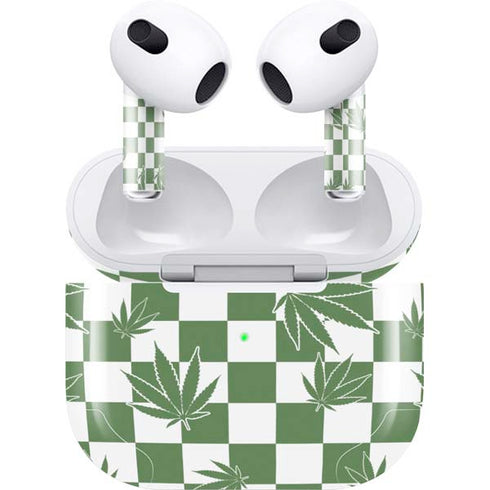 Marijuana Green Checkered Apple AirPods (3rd Gen 2021) Skin