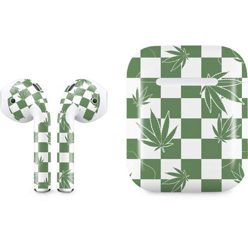 Marijuana Green Checkered Apple AirPods Skin