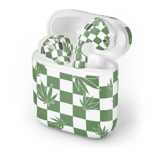 Marijuana Green Checkered Apple AirPods Skin