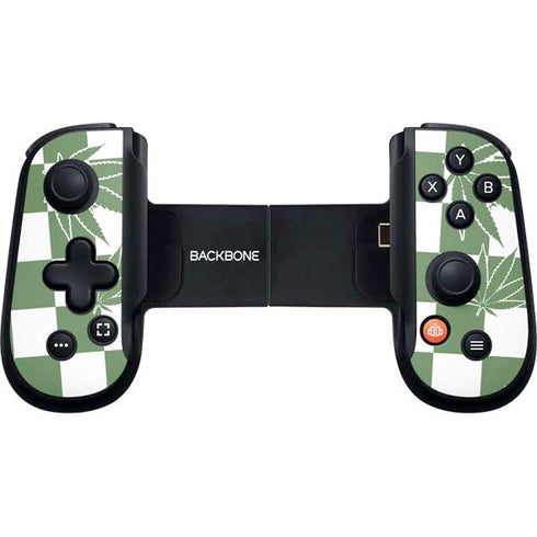 Marijuana Green Checkered Backbone One for iPhone Game Controller Skin