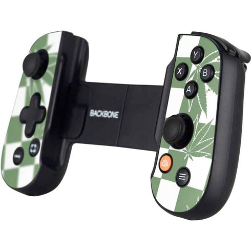 Marijuana Green Checkered Backbone One for iPhone Game Controller Skin