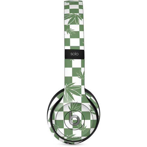 Marijuana Green Checkered Beats Solo 2 Wired Skin