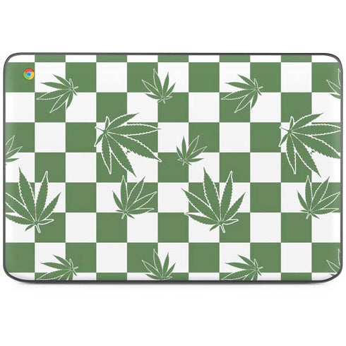 Marijuana Green Checkered HP Chromebook Skin
