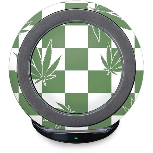 Marijuana Green Checkered Fast Charge Wireless Charging Stand Skin