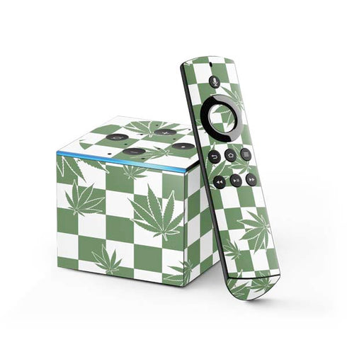 Marijuana Green Checkered Fire TV Cube Skin