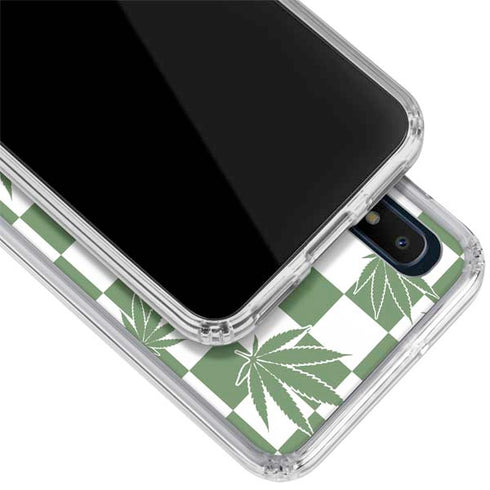 Marijuana Green Checkered Galaxy A10e Clear Case