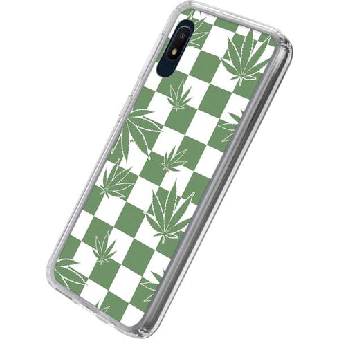 Marijuana Green Checkered Galaxy A10e Clear Case