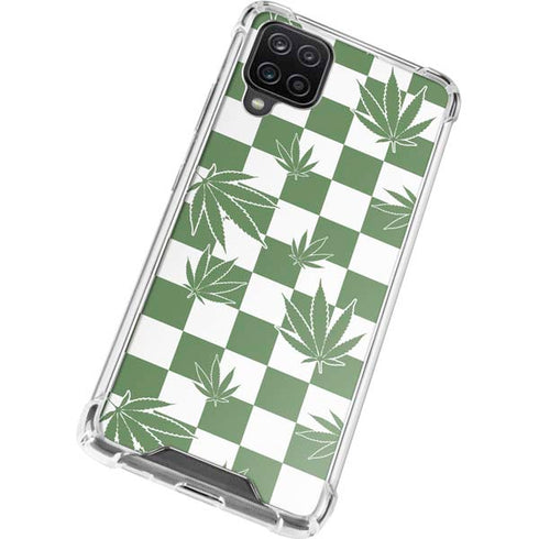 Marijuana Green Checkered Galaxy A12 Clear Case