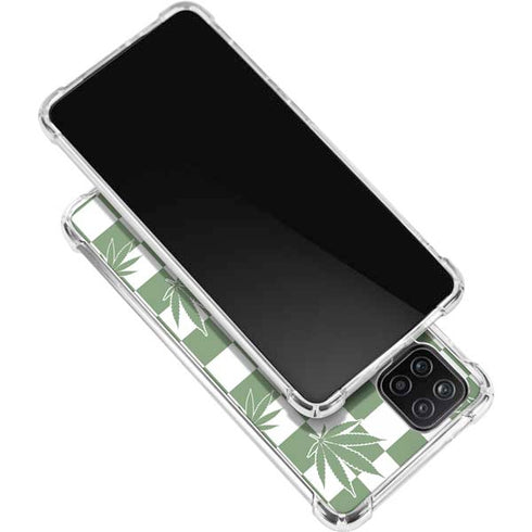 Marijuana Green Checkered Galaxy A12 Clear Case