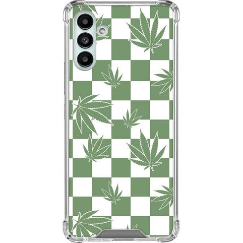 Marijuana Green Checkered Galaxy A13 5G Clear Case
