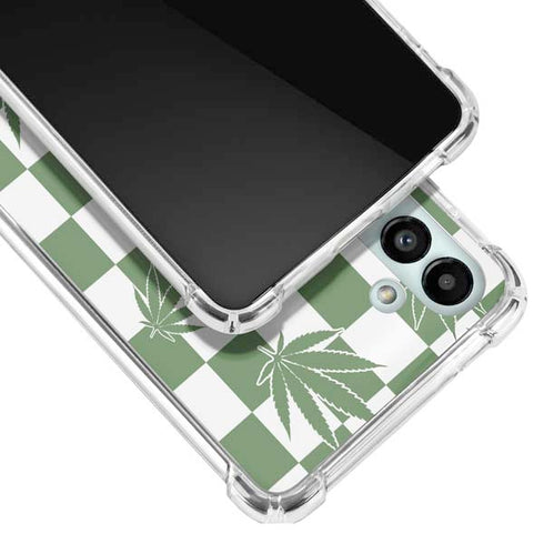 Marijuana Green Checkered Galaxy A13 5G Clear Case