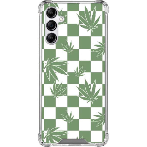 Marijuana Green Checkered Galaxy A14 5G Clear Case