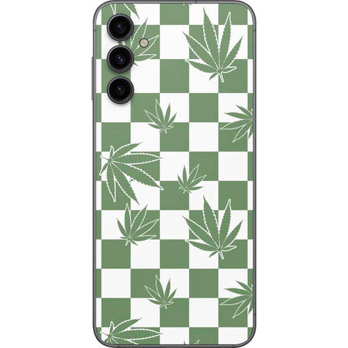 Marijuana Green Checkered Galaxy A14 5G Skin