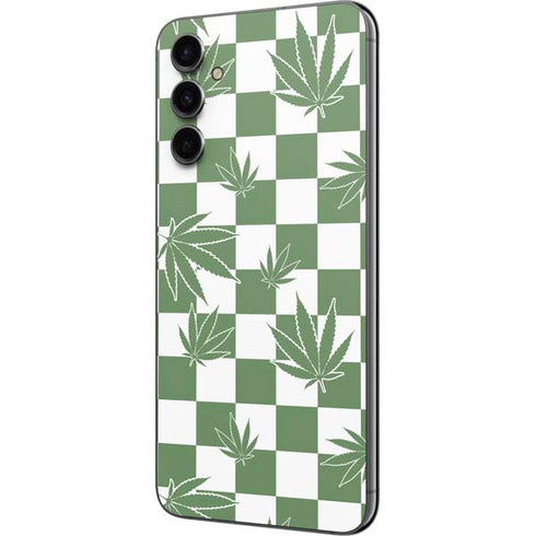 Marijuana Green Checkered Galaxy A14 5G Skin