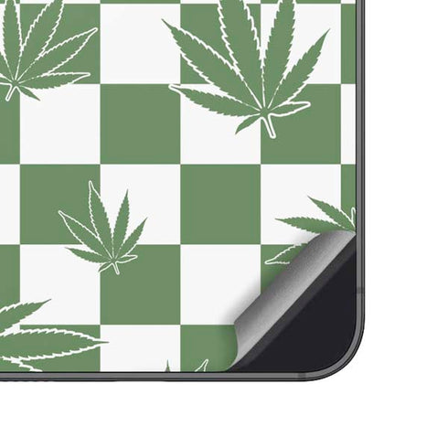Marijuana Green Checkered Galaxy A14 5G Skin