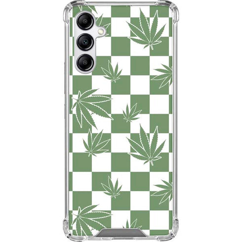 Marijuana Green Checkered Galaxy A15 5G Clear Case