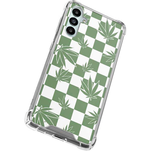 Marijuana Green Checkered Galaxy A15 5G Clear Case