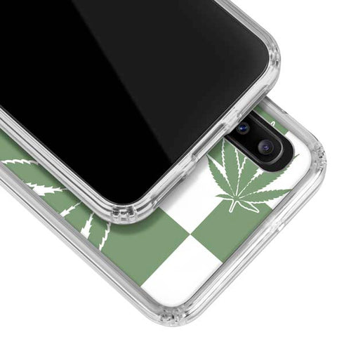 Marijuana Green Checkered Galaxy A20 Clear Case