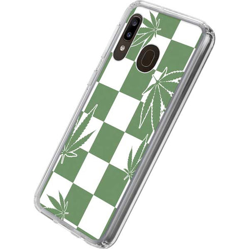 Marijuana Green Checkered Galaxy A20 Clear Case