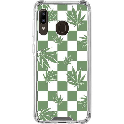 Marijuana Green Checkered Galaxy A30 Clear Case