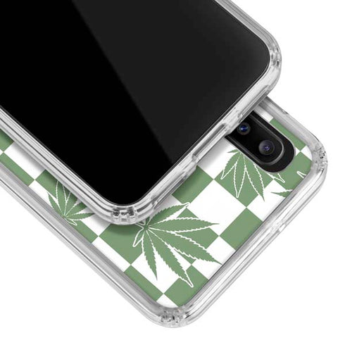 Marijuana Green Checkered Galaxy A30 Clear Case