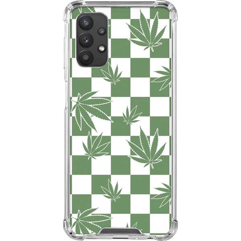 Marijuana Green Checkered Galaxy A32 5G Clear Case
