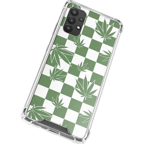 Marijuana Green Checkered Galaxy A32 5G Clear Case