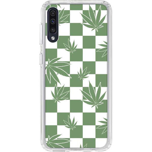 Marijuana Green Checkered Galaxy A50 Clear Case